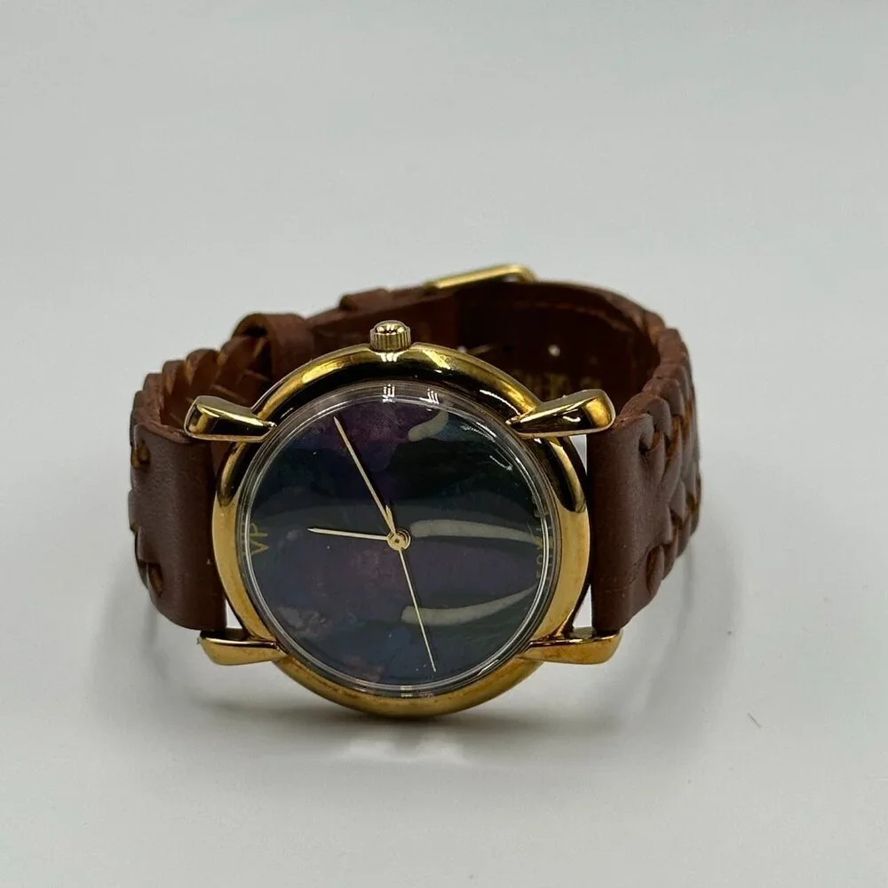 Purple Elephant Dial Watch Women Gold Tone VP Art Fowler New Battery 9